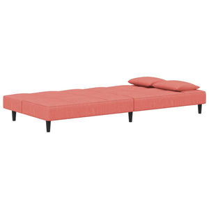 Canapé-lit à 2 places avec deux oreillers Rose Velours