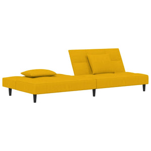 Canapé-lit à 2 places avec deux oreillers Jaune Velours