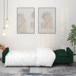 Canapé-lit à 2 places avec deux oreillers Vert foncé Velours