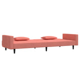 Canapé-lit à 2 places avec deux oreillers Rose Velours