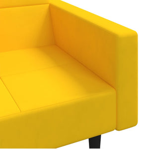 Canapé-lit à 2 places avec deux oreillers Jaune Velours
