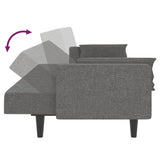Canapé-lit à 2 places avec deux oreillers gris clair tissu