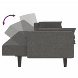 Canapé-lit à 2 places avec deux oreillers Gris foncé Tissu