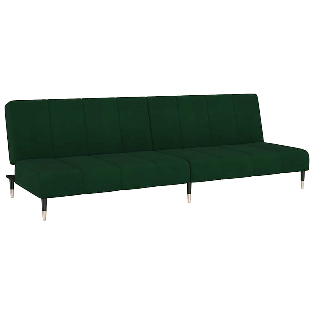 Canapé-lit à 2 places vert foncé velours