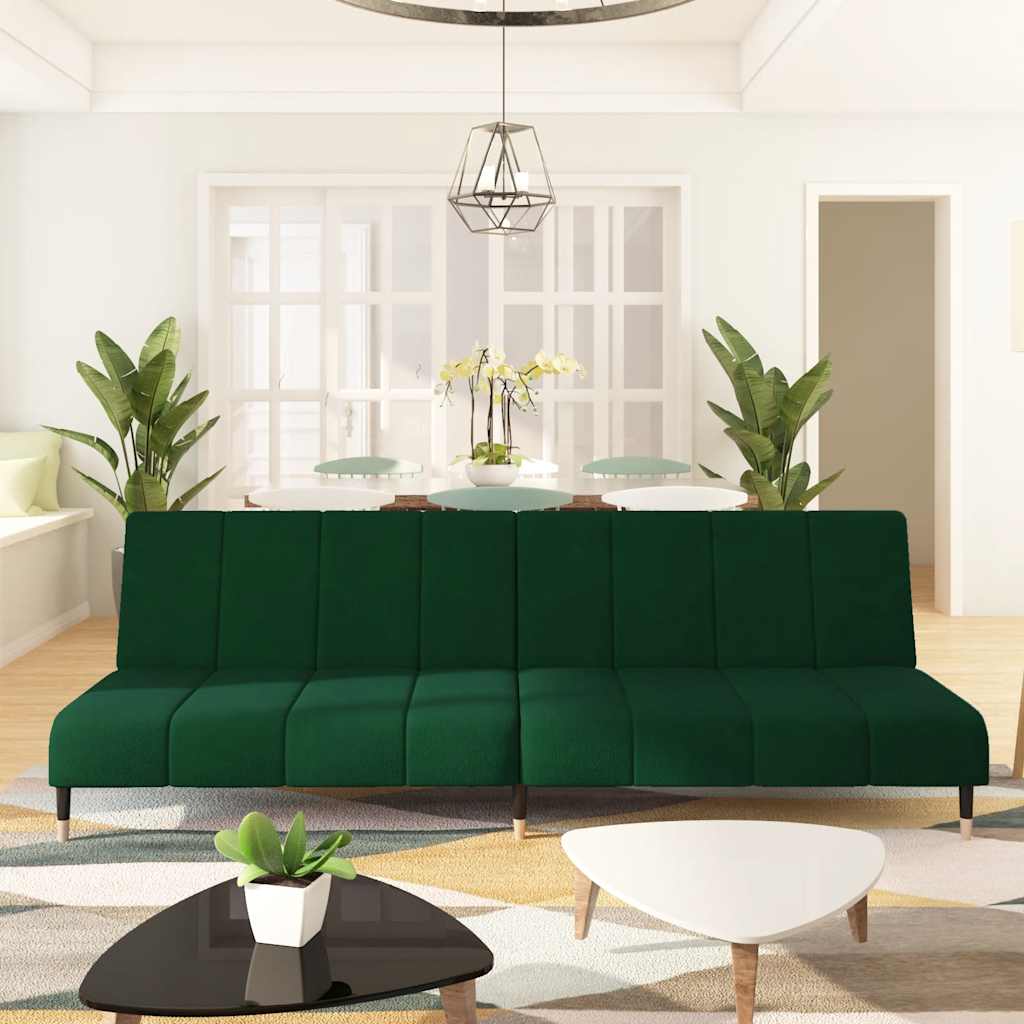 Canapé-lit à 2 places vert foncé velours