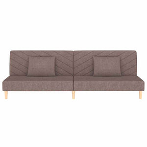 Canapé-lit à 2 places avec deux oreillers taupe tissu