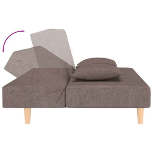 Canapé-lit à 2 places avec deux oreillers taupe tissu