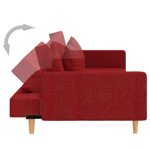Canapé-lit à 2 places avec deux oreillers rouge bordeaux tissu