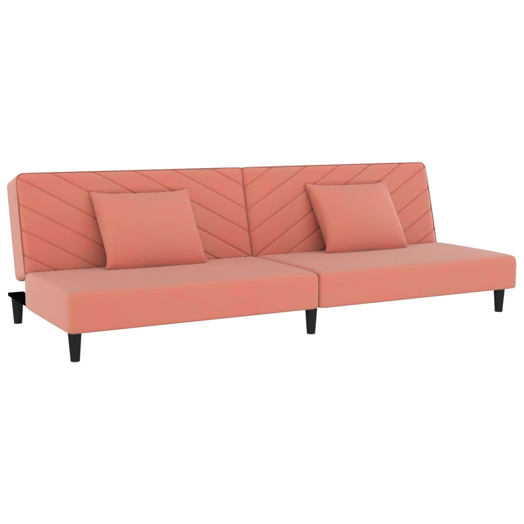Canapé-lit à 2 places avec deux oreillers Rose Velours