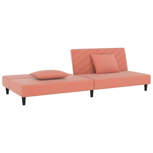 Canapé-lit à 2 places avec deux oreillers Rose Velours