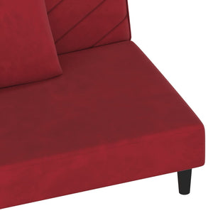Canapé-lit à 2 places et deux oreillers Rouge bordeaux Velours