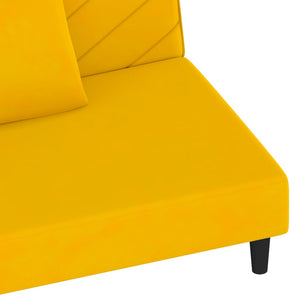 Canapé-lit à 2 places avec deux oreillers Jaune Velours