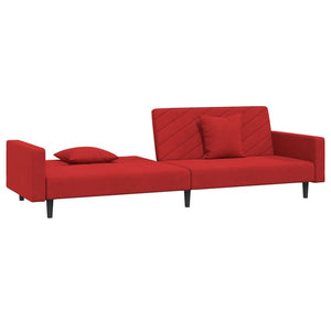 Canapé-lit à 2 places et deux oreillers Rouge bordeaux Velours