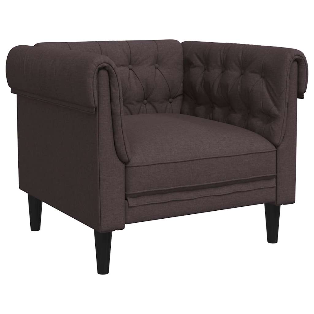Fauteuil Chesterfield marron foncé tissu