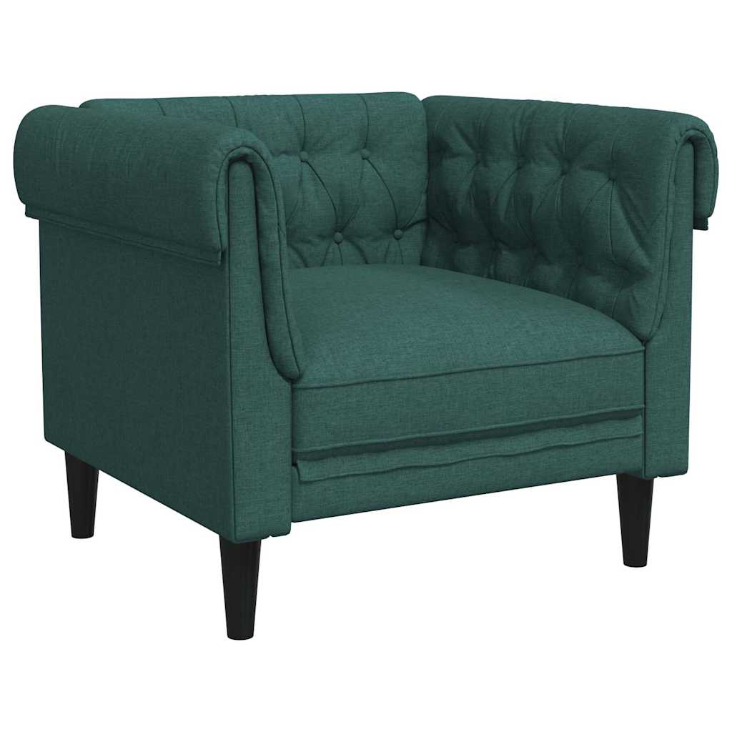 Fauteuil Chesterfield vert foncé tissu