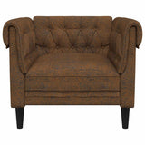 Fauteuil Chesterfield marron tissu