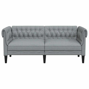 Canapé Chesterfield 2 places gris clair tissu