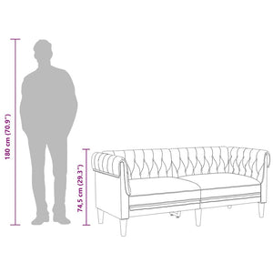 Canapé Chesterfield 2 places gris foncé tissu