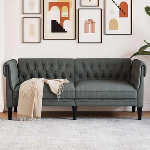 Canapé Chesterfield 2 places gris foncé tissu