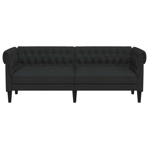 Canapé Chesterfield 3 places noir tissu