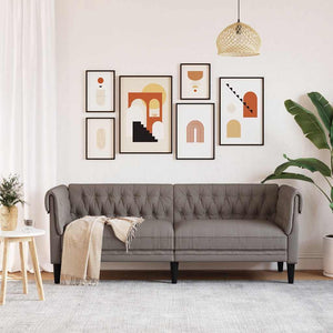 Canapé Chesterfield 3 places taupe tissu