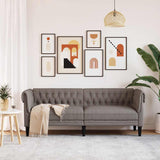 Canapé Chesterfield 3 places taupe tissu