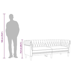 Canapé Chesterfield 3 places taupe tissu