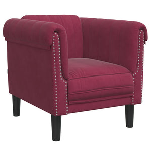 Fauteuil rouge bordeaux velours