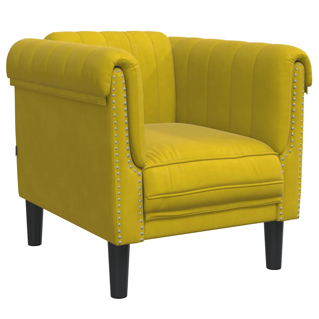 Fauteuil jaune velours