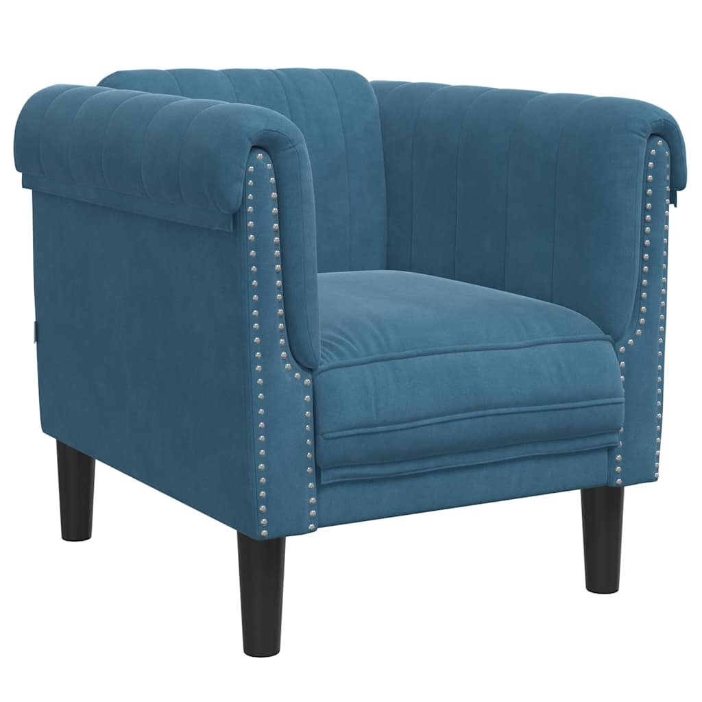 Fauteuil bleu velours
