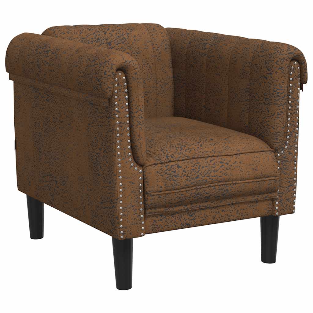 Fauteuil marron similicuir daim