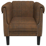 Fauteuil marron similicuir daim