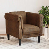 Fauteuil marron similicuir daim