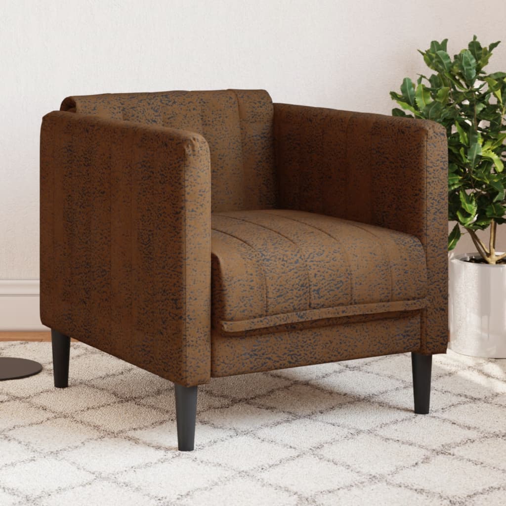 Fauteuil marron similicuir daim