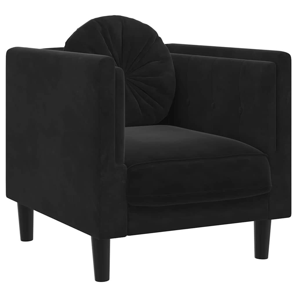 Fauteuil avec coussin noir velours