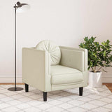 Fauteuil avec coussin crème velours