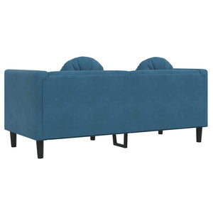 Canapé avec coussins 2 places bleu velours