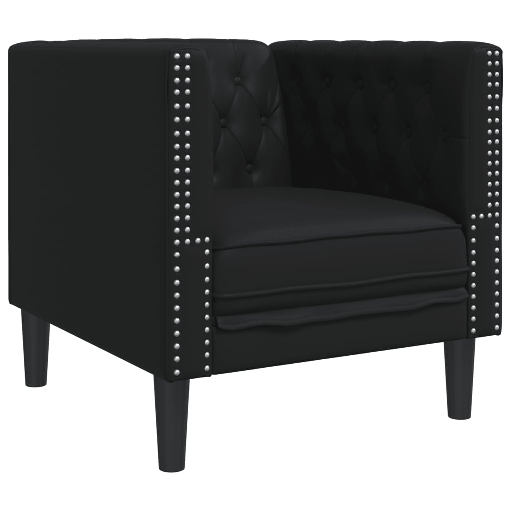 Fauteuil Chesterfield noir similicuir