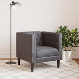 Fauteuil Chesterfield gris similicuir