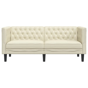 Canapé Chesterfield 2 places crème similicuir