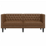 Canapé à 2 places Chesterfield marron similicuir daim