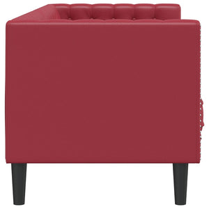 Canapé à 3 places Chesterfield rouge bordeaux similicuir