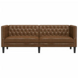 Canapé à 3 places Chesterfield marron similicuir daim