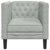 Fauteuil Chesterfield gris clair velours