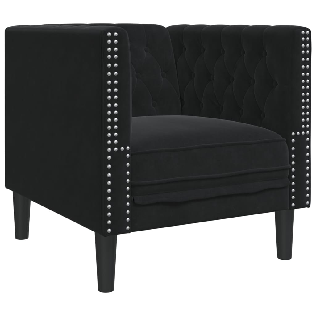 Fauteuil Chesterfield noir velours
