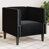 Fauteuil Chesterfield noir velours