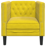 Fauteuil Chesterfield jaune velours