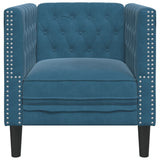 Fauteuil Chesterfield bleu velours