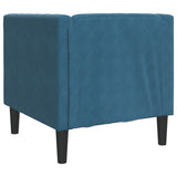 Fauteuil Chesterfield bleu velours