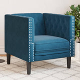 Fauteuil Chesterfield bleu velours